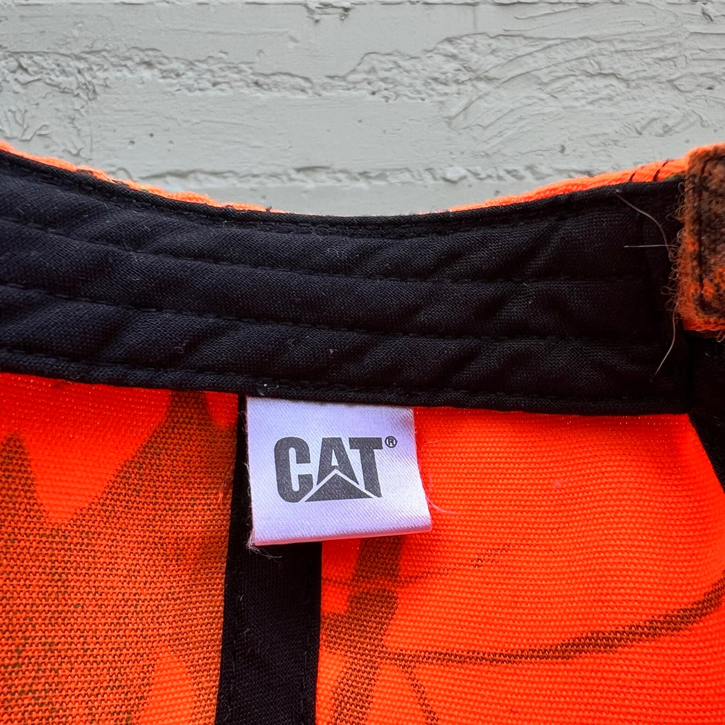 Vintage Y2K CAT Blaze Orange Real Tree Camo Strapback Hat - O/S - Blaze-Orange