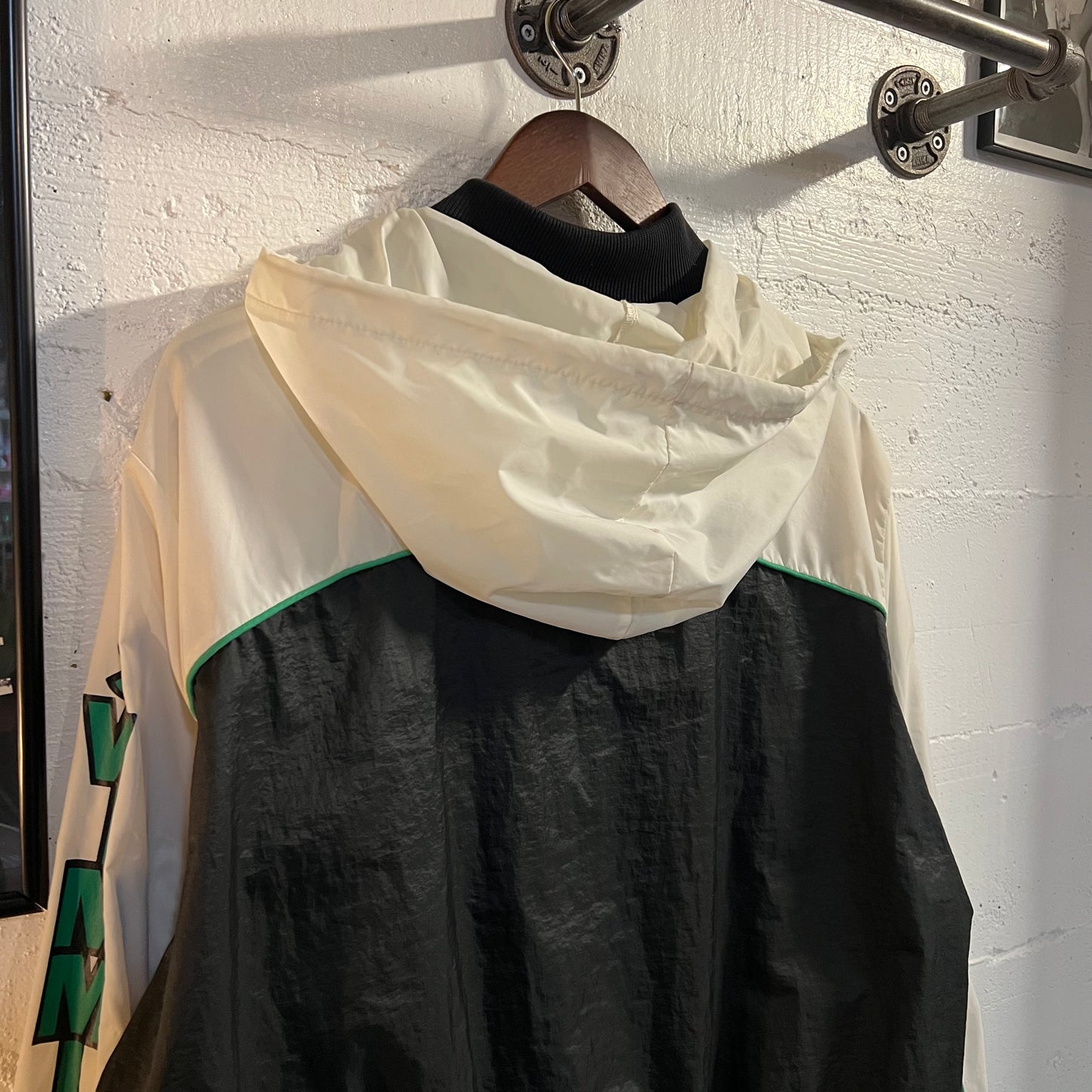 Vintage 90's Sommerfield Rainier Swimming Pullover Varsity Hooded Windbreaker Jacket - Size XXL - Made In USA - White/Green/Black
