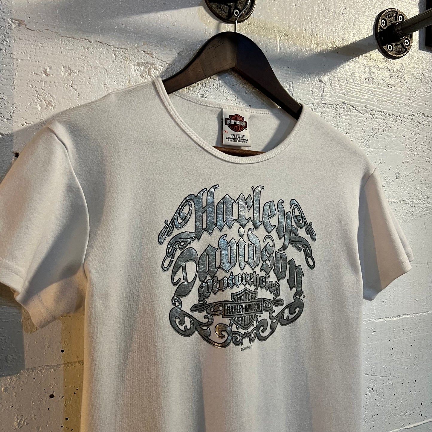 Vintage Y2K Harley Davidson Springfield, IL Women’s T-Shirt - Size XL - White/Silver