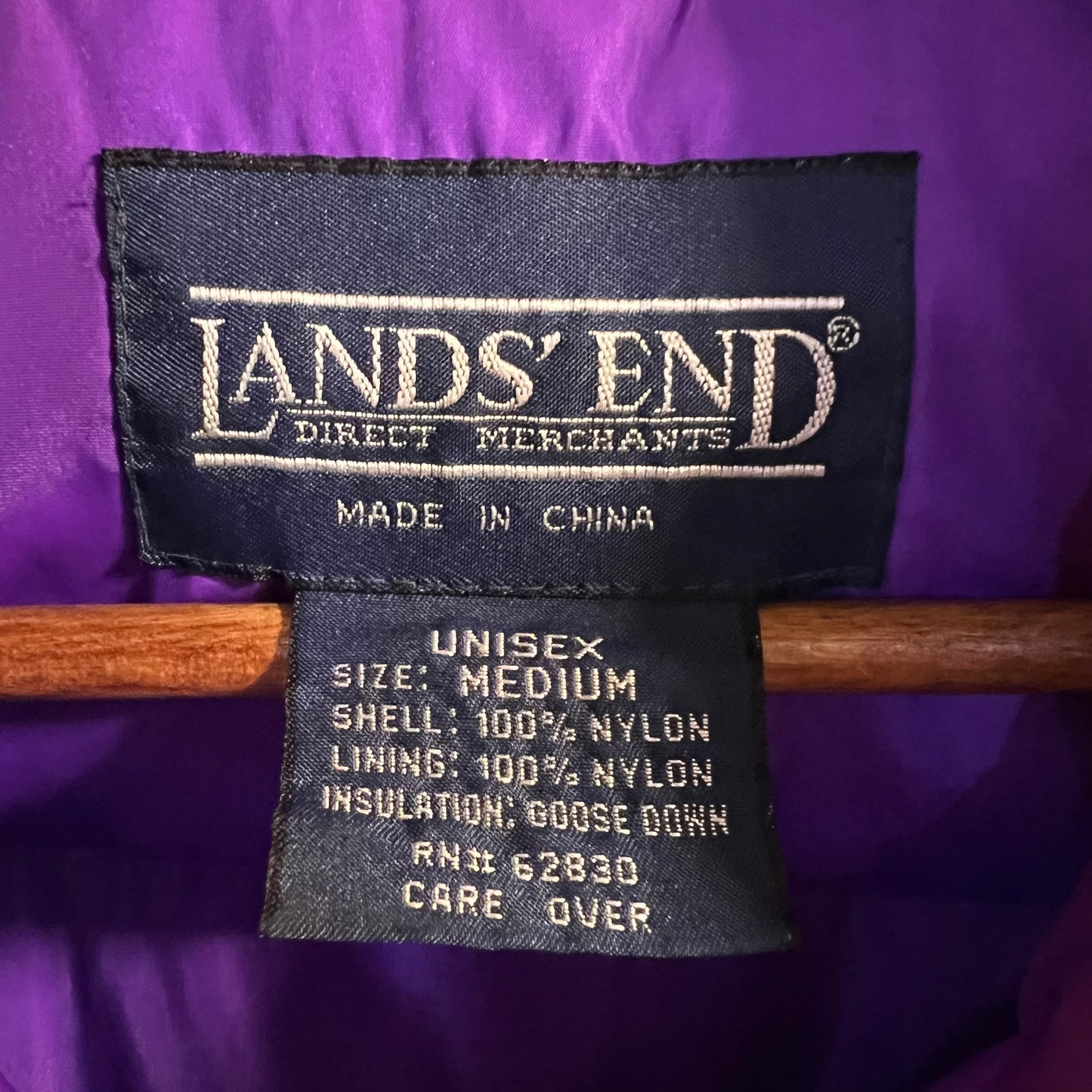 Vintage 90's Lands' End Goose Down Puffer Vest - Size Medium - Purple
