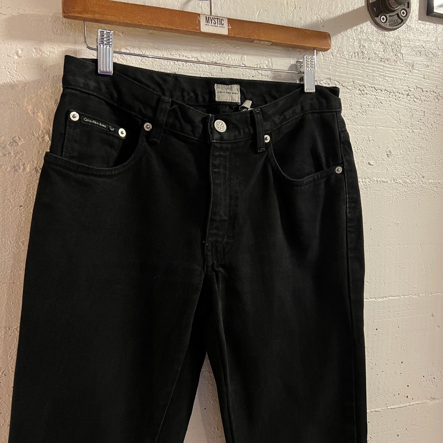 Vintage 90's Calvin Klein Jeans Zipper Fly Bootleg Jeans - Size 6 (29"x30") - Black/Black - 100% Cotton