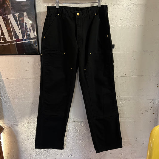 Vintage Carhartt Original Fit Double Knee Duck Canvas Work Pant - Size 32" x 30" - Union Made In USA - B01-BLK