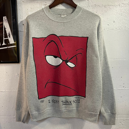 Vintage 90's Face Offs By Freeze NY Graphic Crewneck Sweatshirt - Size Medium - Heather Grey