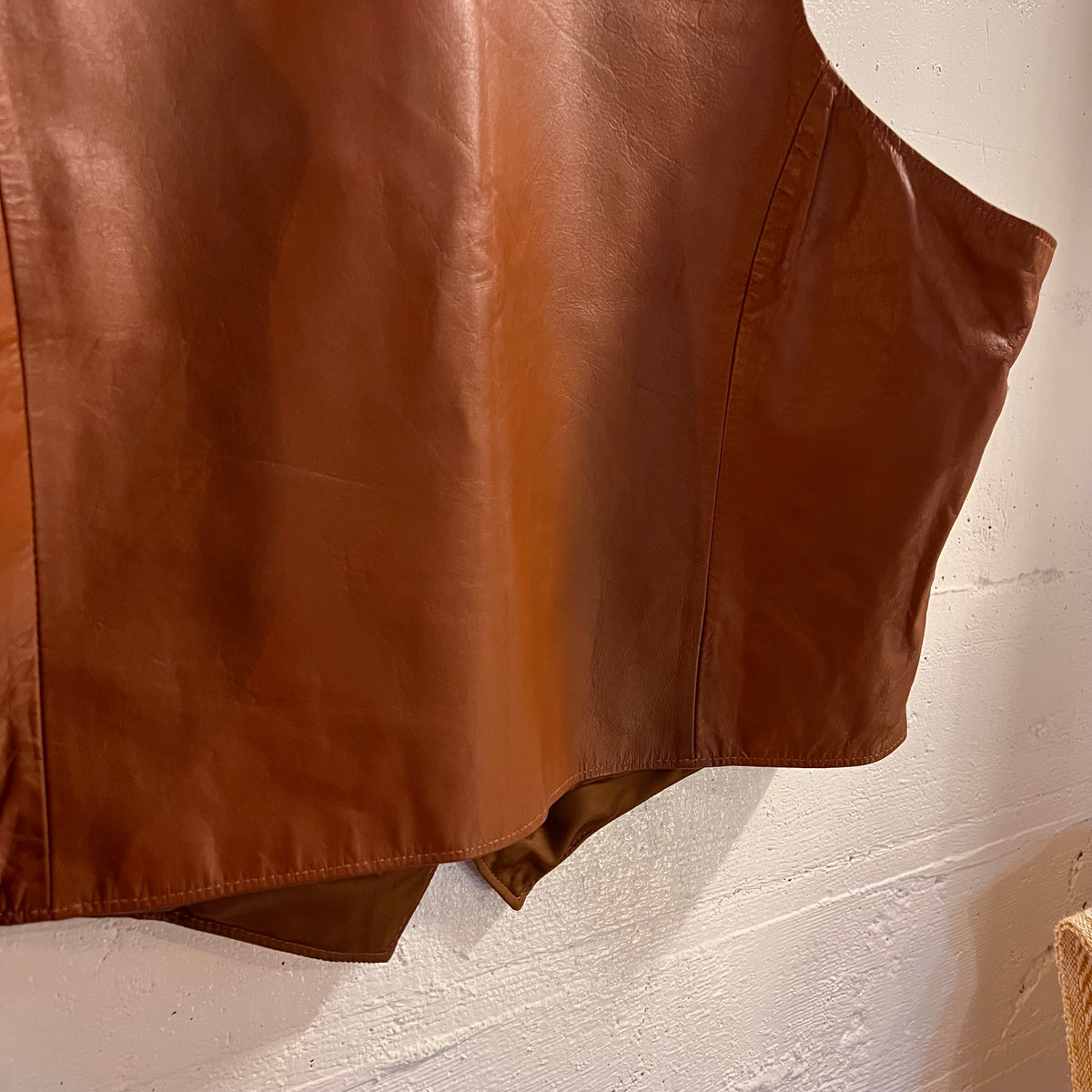 Vintage 90's Western Cut Brown Genuine Leather Vest - Size 48 (XL) - Made In USA - Brown