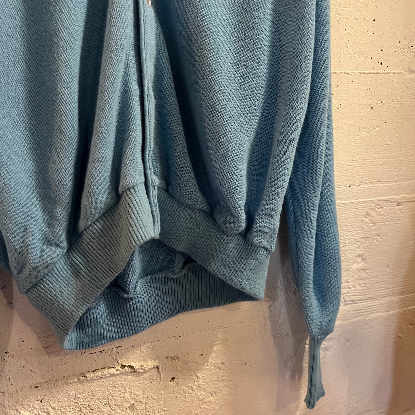 Vintage 70’s Jantzen Knitted Cardigan Buttoned Sweater - Size XL - Made In USA - Baby Blue