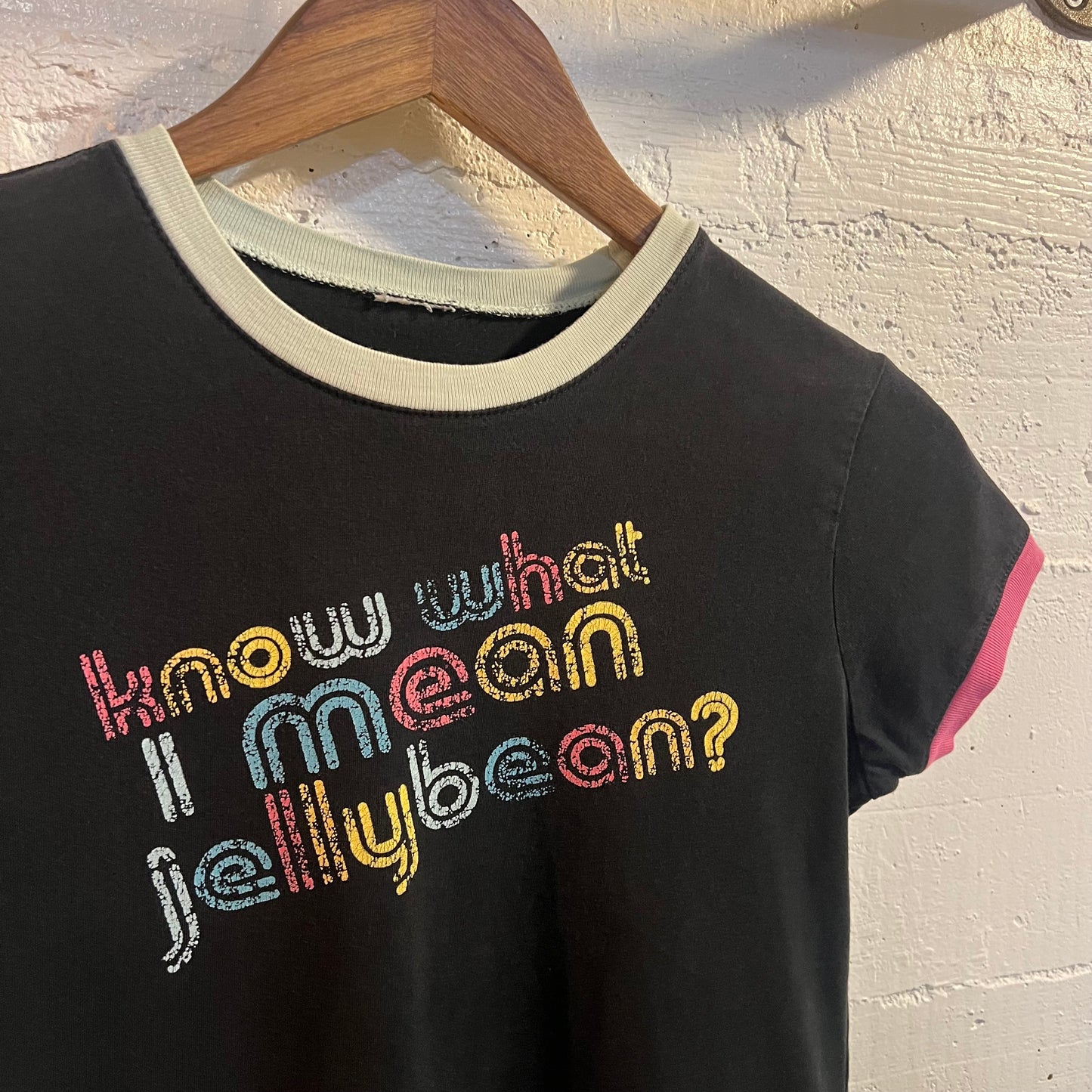 Vintage Cute ‘Know What I Mean Jellybean?’ Baby T-Shirt - Size Extra Small - Black/Multi