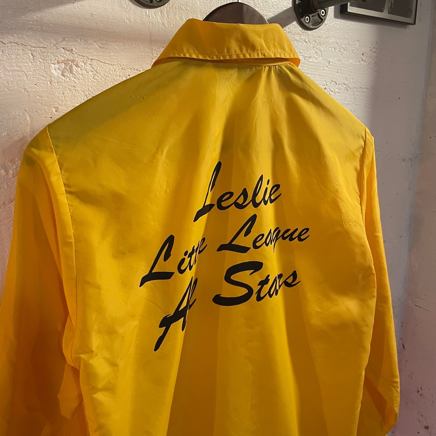Vintage 70’s/80’s Spanjian Little League Allstars Snap Button Windbreaker Jacket - Size Youth Large - Made In USA (CA) - Yellow/Black