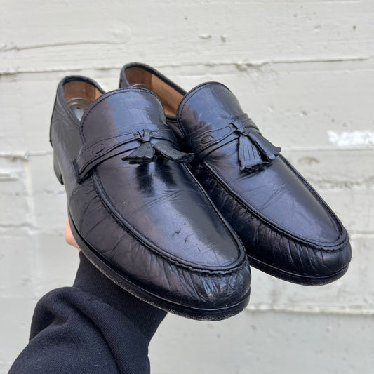 Vintage Nunn-Bush Leather Tassel Loafer Shoes W/ Vibram Soles - Size 10.5M - Black