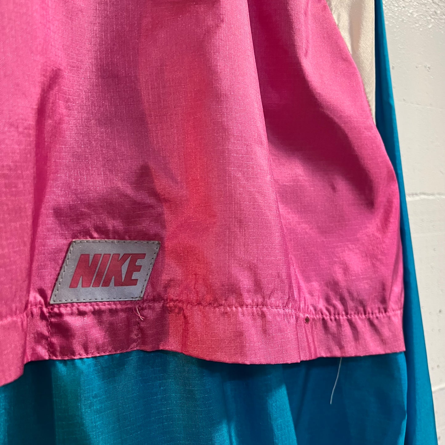Vintage 90's Nike Cycling Half Zip Windbreaker Jacket - Size Small - Turquoise/Fuschia