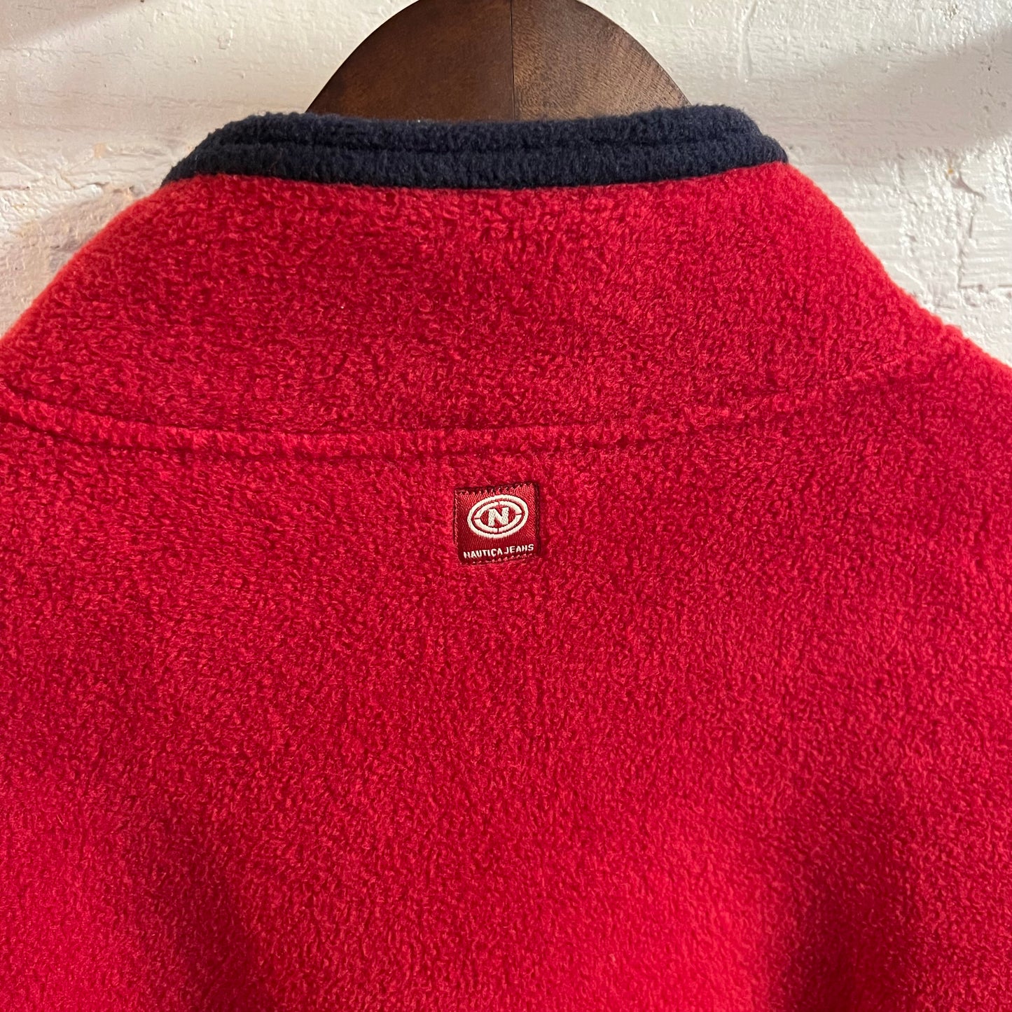 Vintage 90's Nautica Jeans Co. Half Zip Pullover Fleece - Size XL - Red/Navy/White