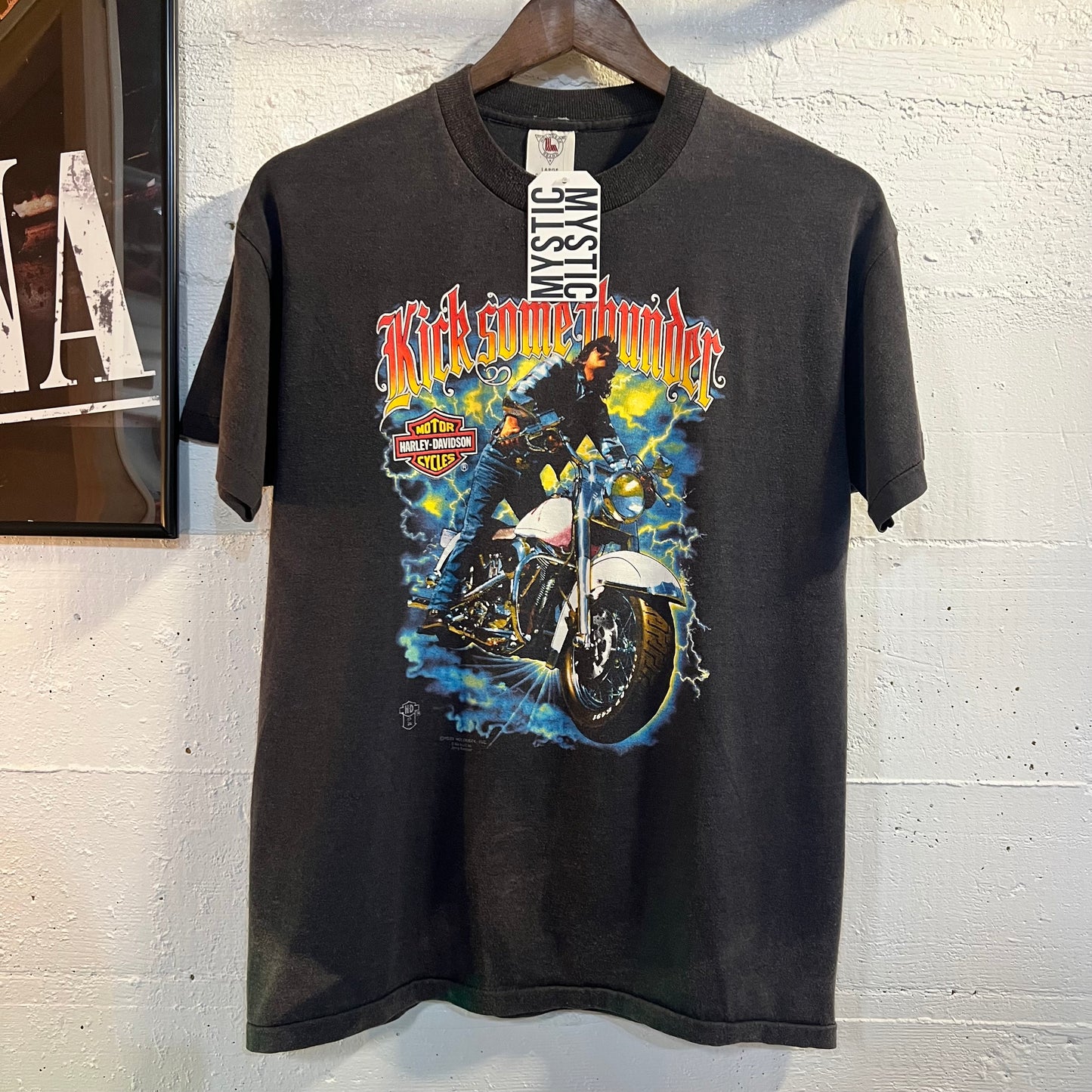 Vintage 1980's Harley Davidson Thunder T-Shirt - Size Large - Made In USA - Single Stitch