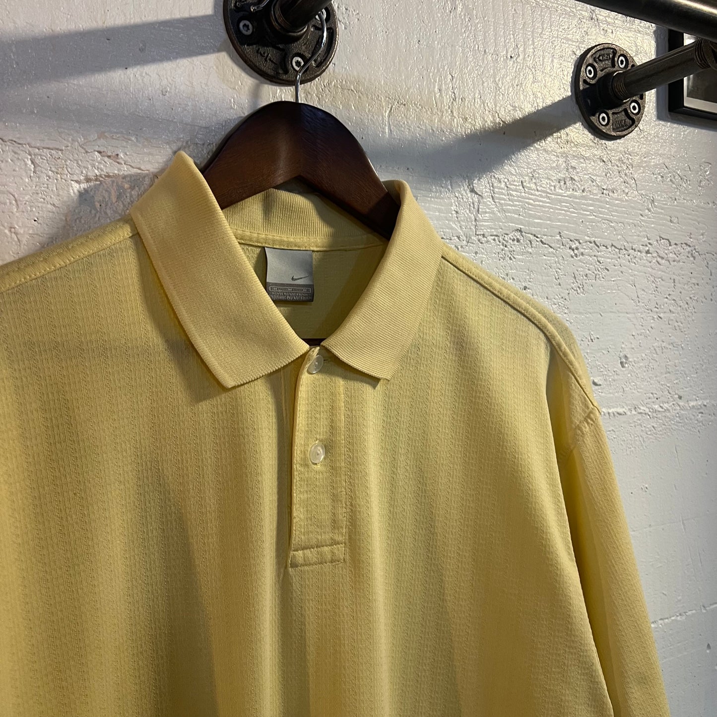 Vintage 2000's Nike Pique Cotton Mini Swoosh Polo Shirt - Size Medium - Light Yellow
