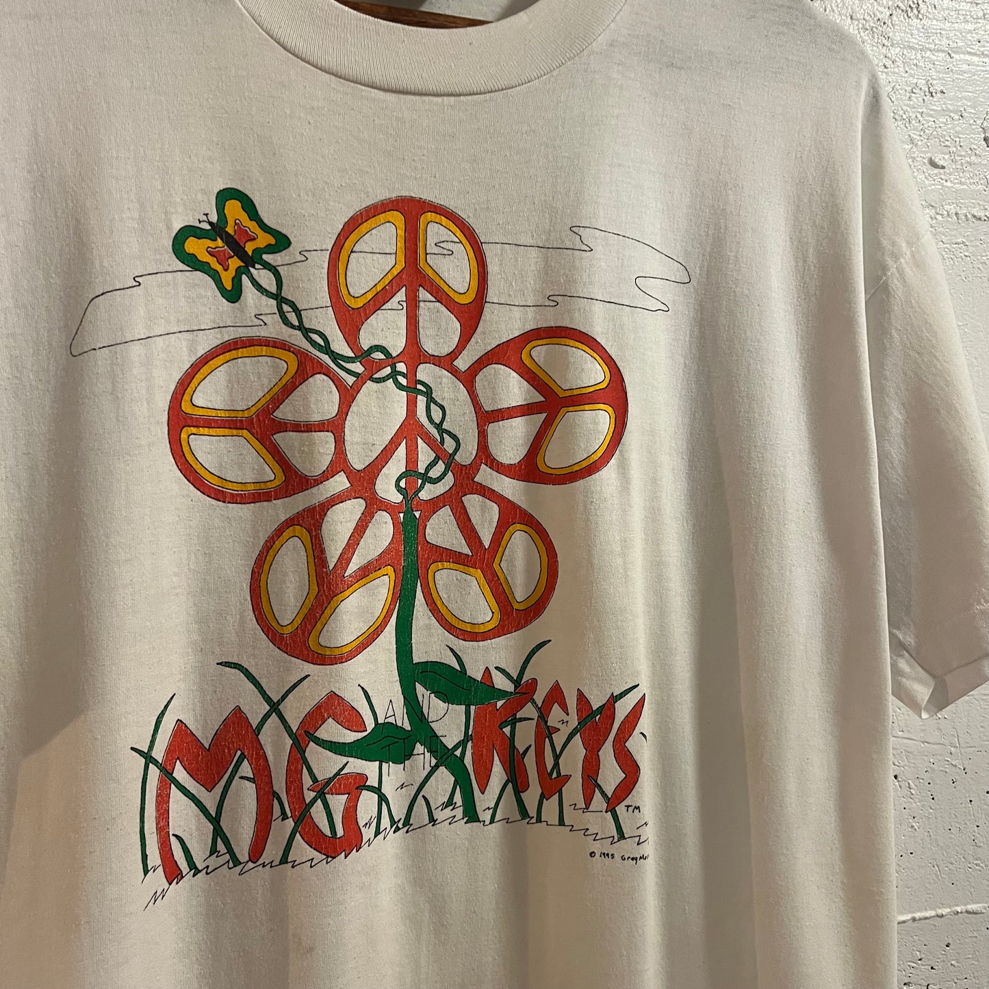Vintage 90's MG & The Keys Peace Flower Single Stitch Band T-Shirt - Size XL - Made In USA - White