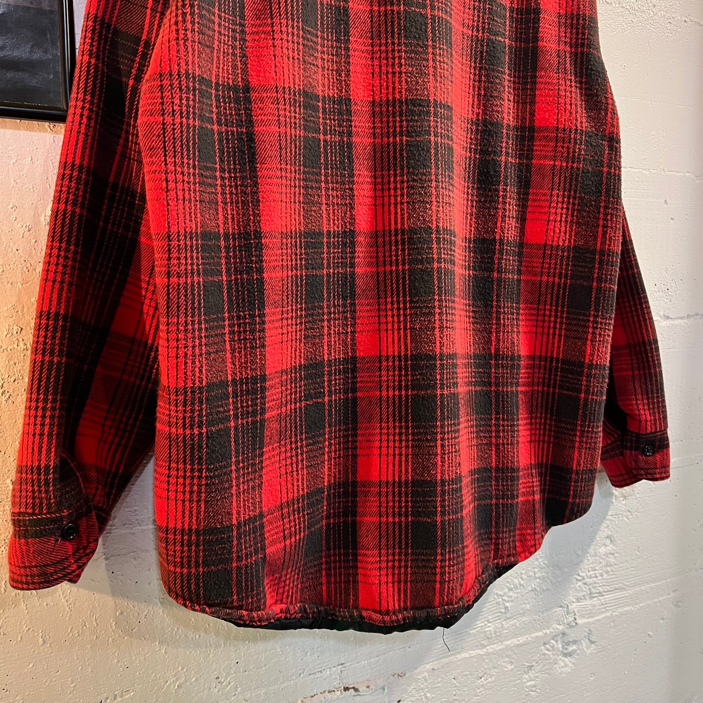 Vintage Plaid Quilted Plaid Flannel Overshirt - Size Large - Red/Black