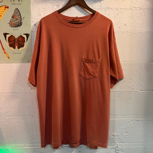 Vintage 90's Pigment Dyed Oversized Blank Pocket T-Shirt - Size Large - Made In USA - Single Stitch