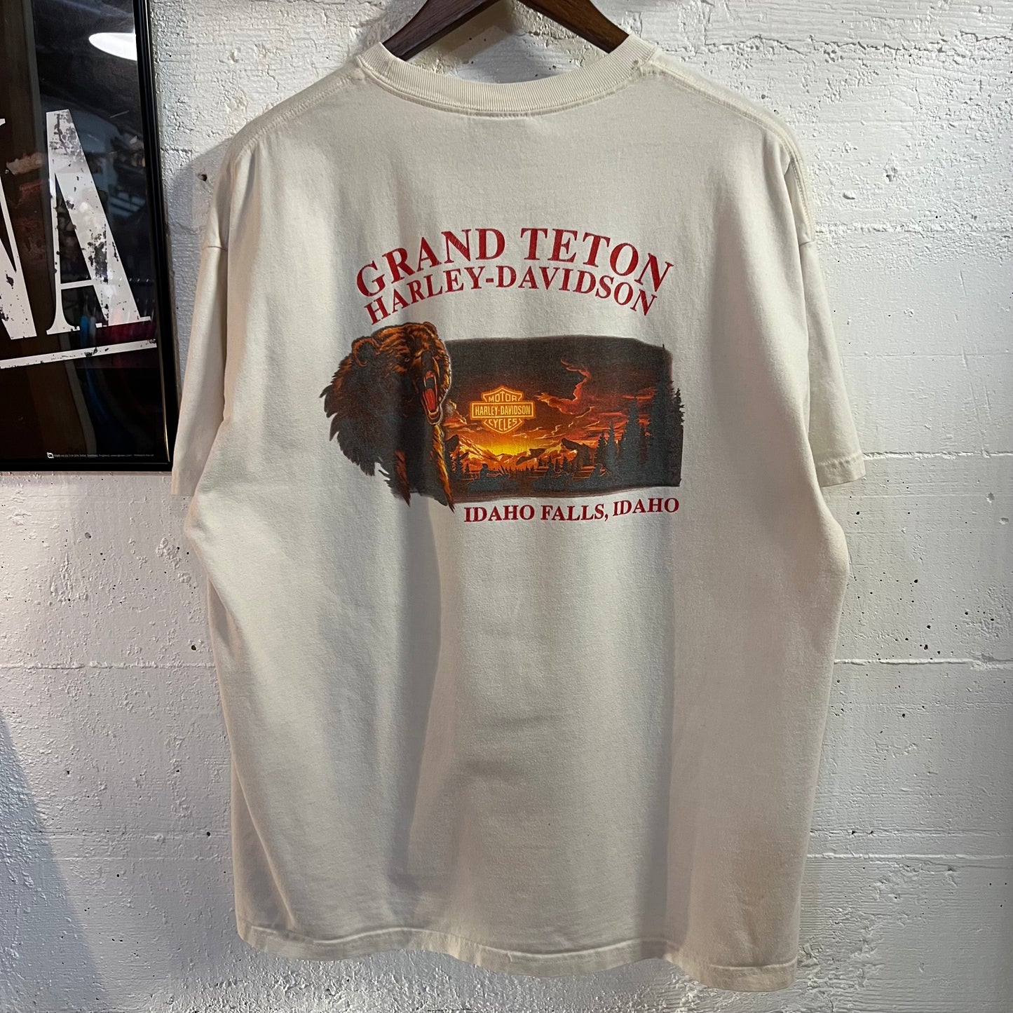 Vintage 2005 Harley Davidson 'Grand Teton' Idaho Falls, Idaho Graphic T-Shirt - Size XL - Made In USA - White