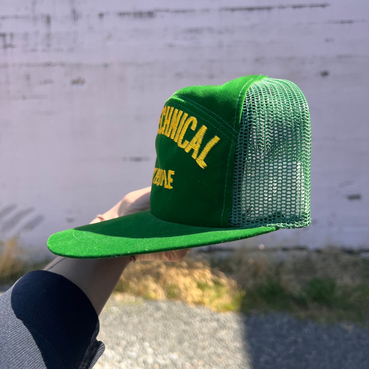 Vintage 1970's Wauna Technical Mesh Snapback Hat - O/S - Made In USA - Green/Yellow