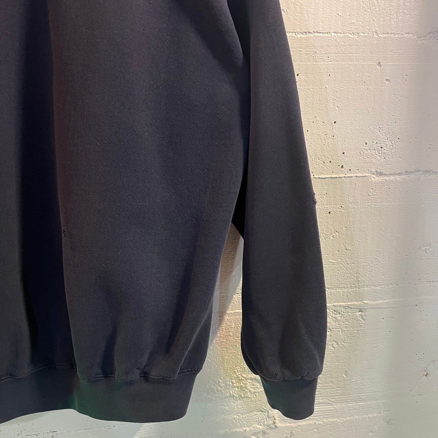 Vintage 90's Nike Spellout Embroidered 'Tracing' Distressed Hoodie Sweatshirt - Size Large - Made In USA - Navy