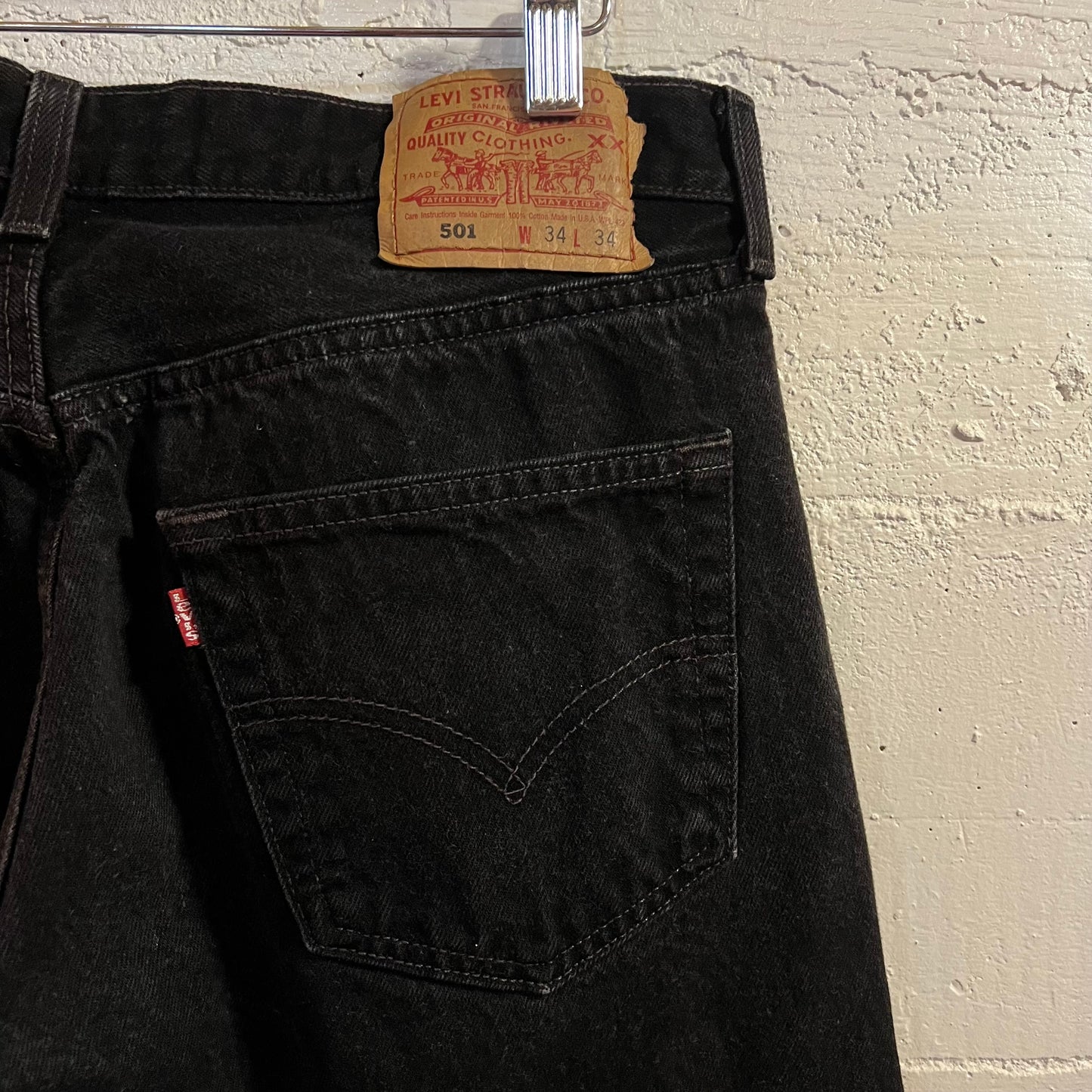 Vintage 90's Levi's 501 Overdyed Black Denim Jeans - Size 33" x 33.5" - Made In USA - Black