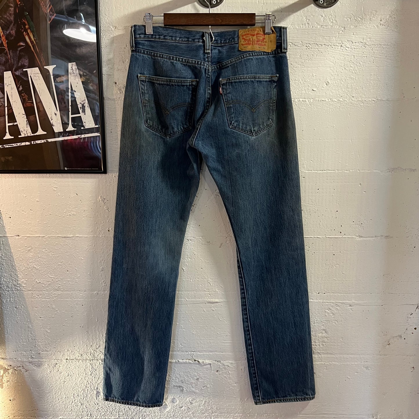 2000's Levi's 501 Button Fly Denim Jeans - Size 30/31 - Medium Dark Wash