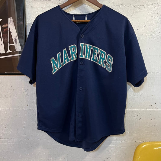Vintage 90’s Starter Seattle Mariners ‘Griffey #24’ Mesh Baseball Jersey - Size Medium - Navy/Turquoise/White