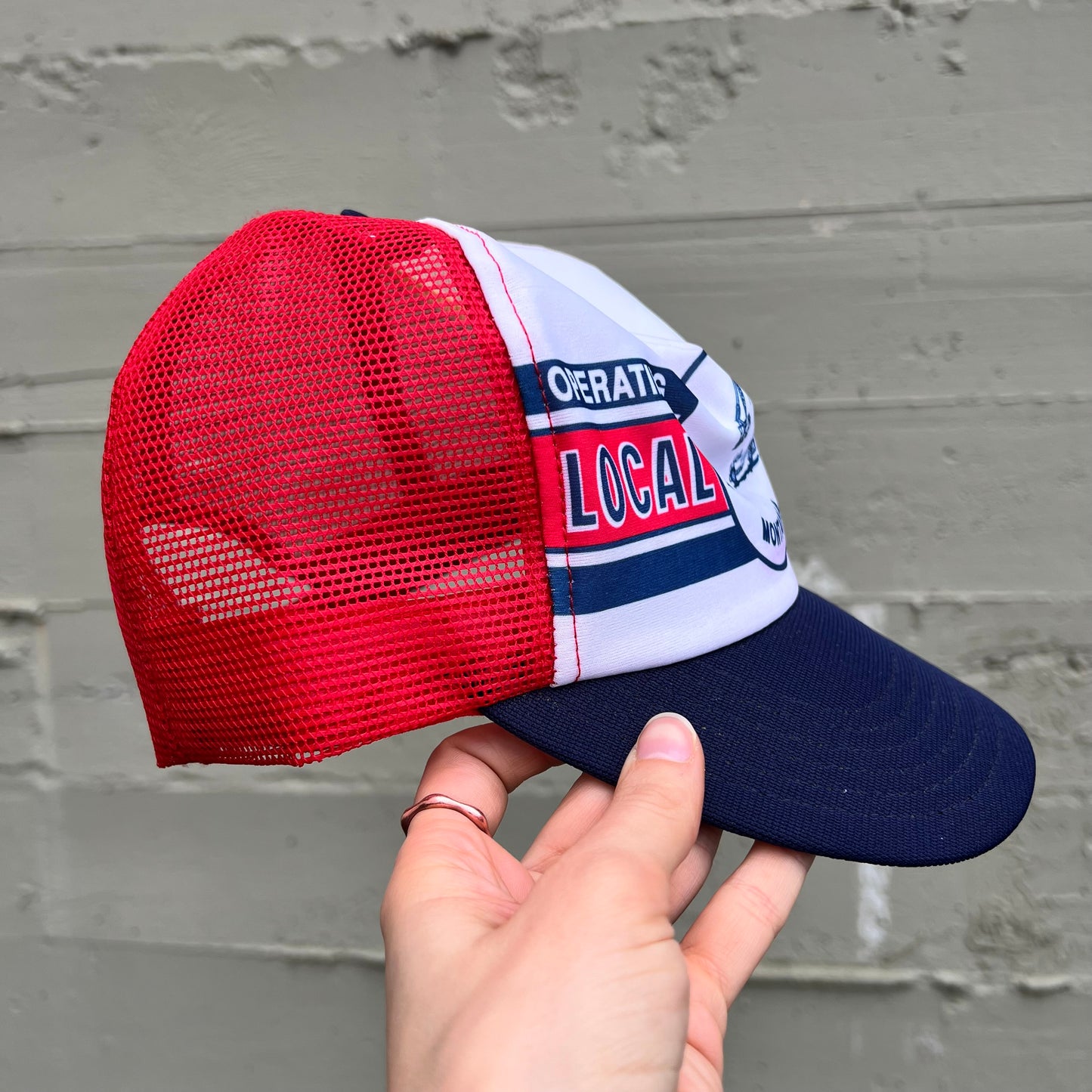 Vintage 80's Operating Engineers Local 400 Union Deconstructed Trucker Hat - O/S - Union Made In USA