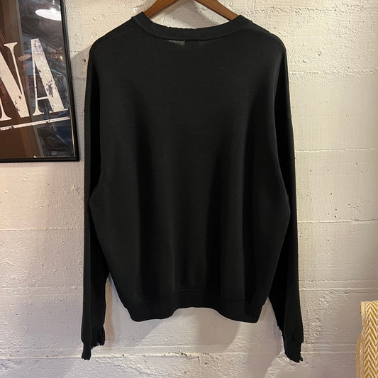 Vintage 90's Distressed Holy Cross Collegiate Crewneck Sweatshirt - Size XL - Made In USA - Black