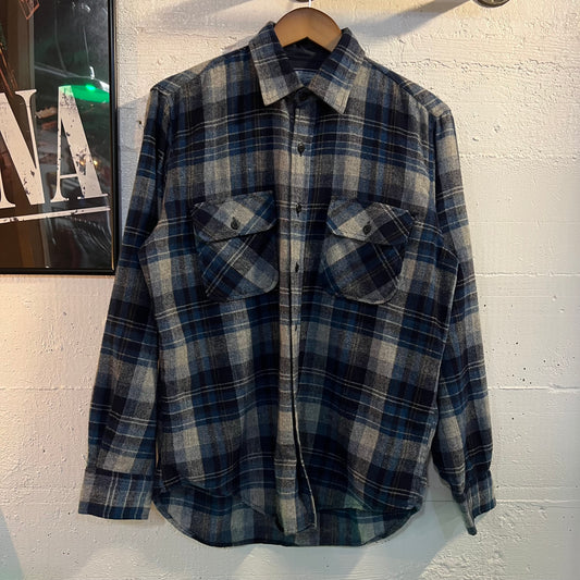 Vintage Fieldmaster Wool Blend Plaid Flannel - Size Medium - Blue/Grey