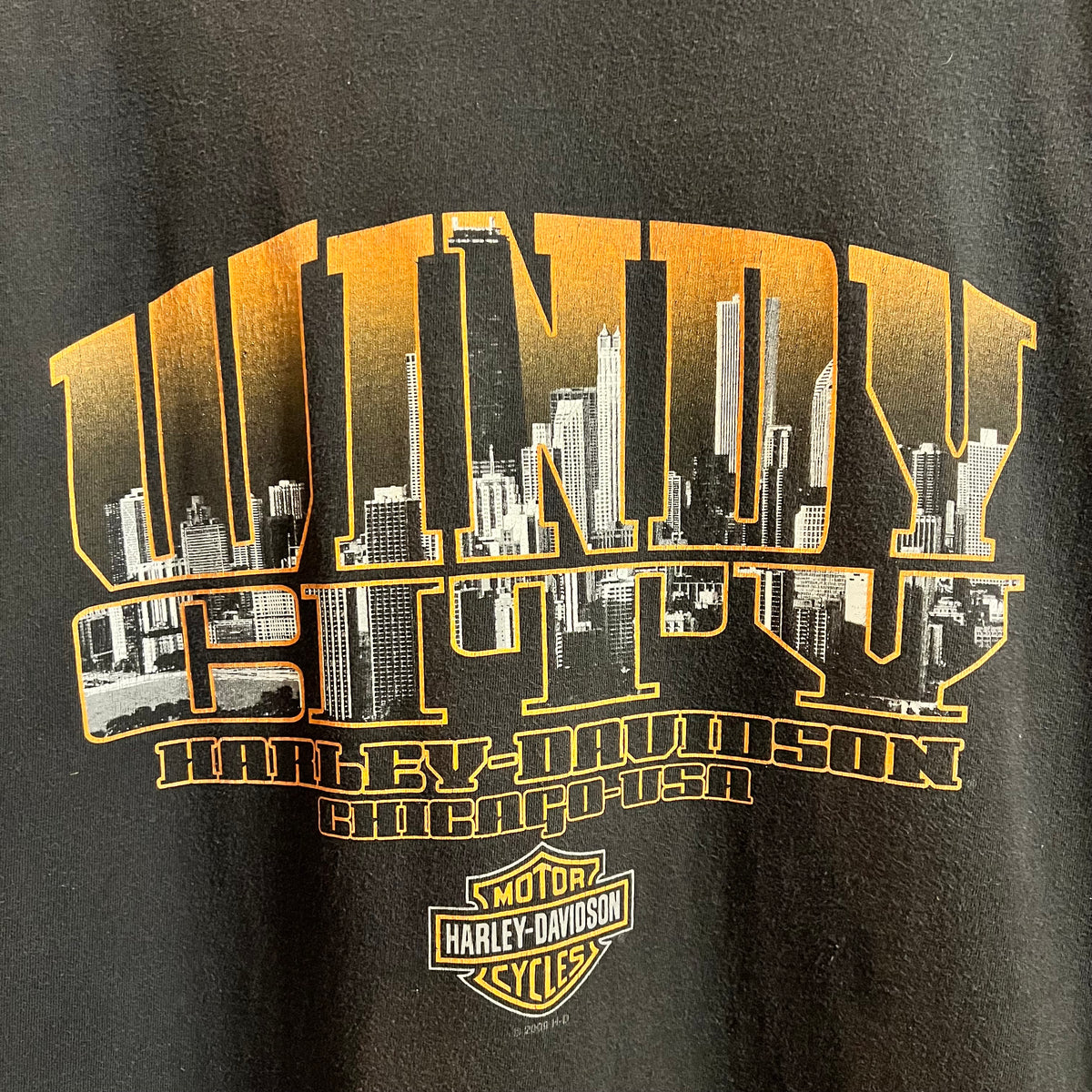 2009 Harley Davidson ‘Windy City’ Chicago Graphic T-Shirt - Size 2XL - Made In USA - Black/Mutli