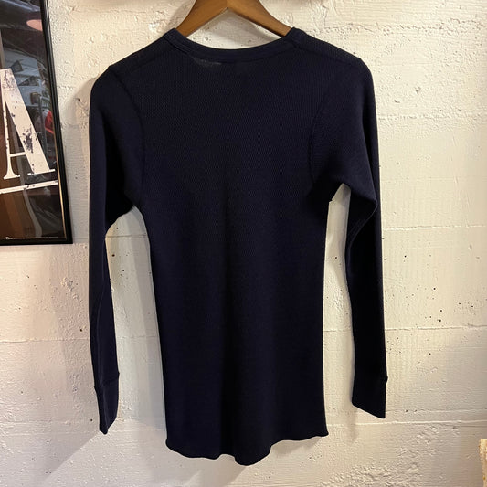 Vintage 1980's Hanes American Sportsman Thermal Long Sleeve Shirt - Size Medium - Made In USA - Navy