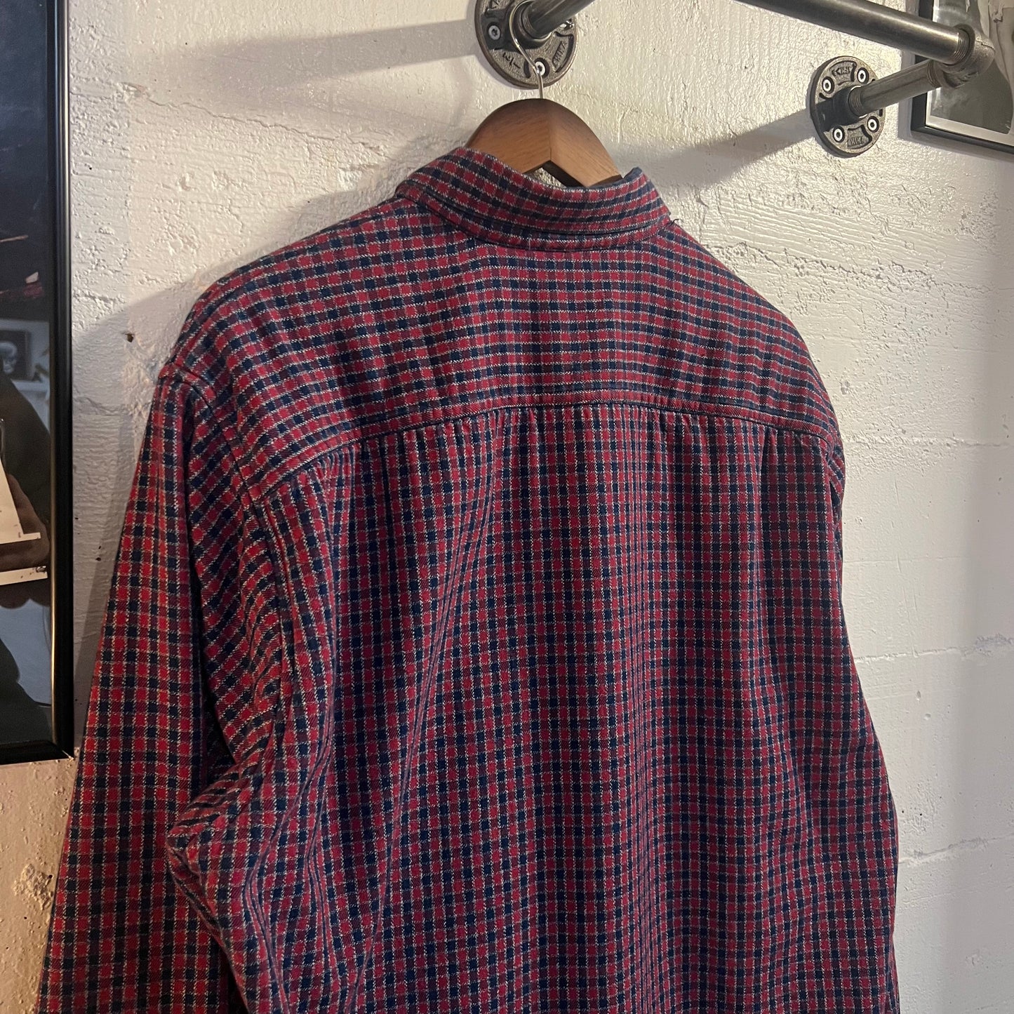 Vintage L.L. Bean Fleece Lined Plaid Flannel Shirt Jacket - Size Large - Made In USA - Red/Blue