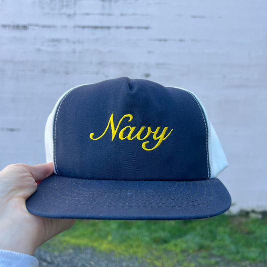 Vintage 80's U.S Navy Snapback Hat - Size OSFA - Made In USA (Cheshire, CT)