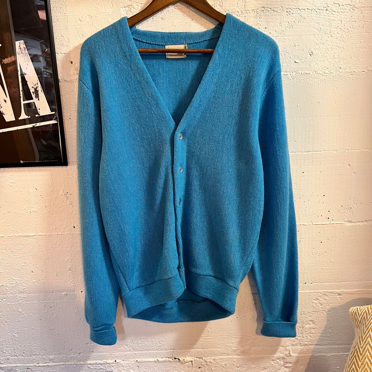Vintage 60’s/70’s Brent By Montgomery Ward Knitted Cardigan Sweater - Size Medium - Light Blue