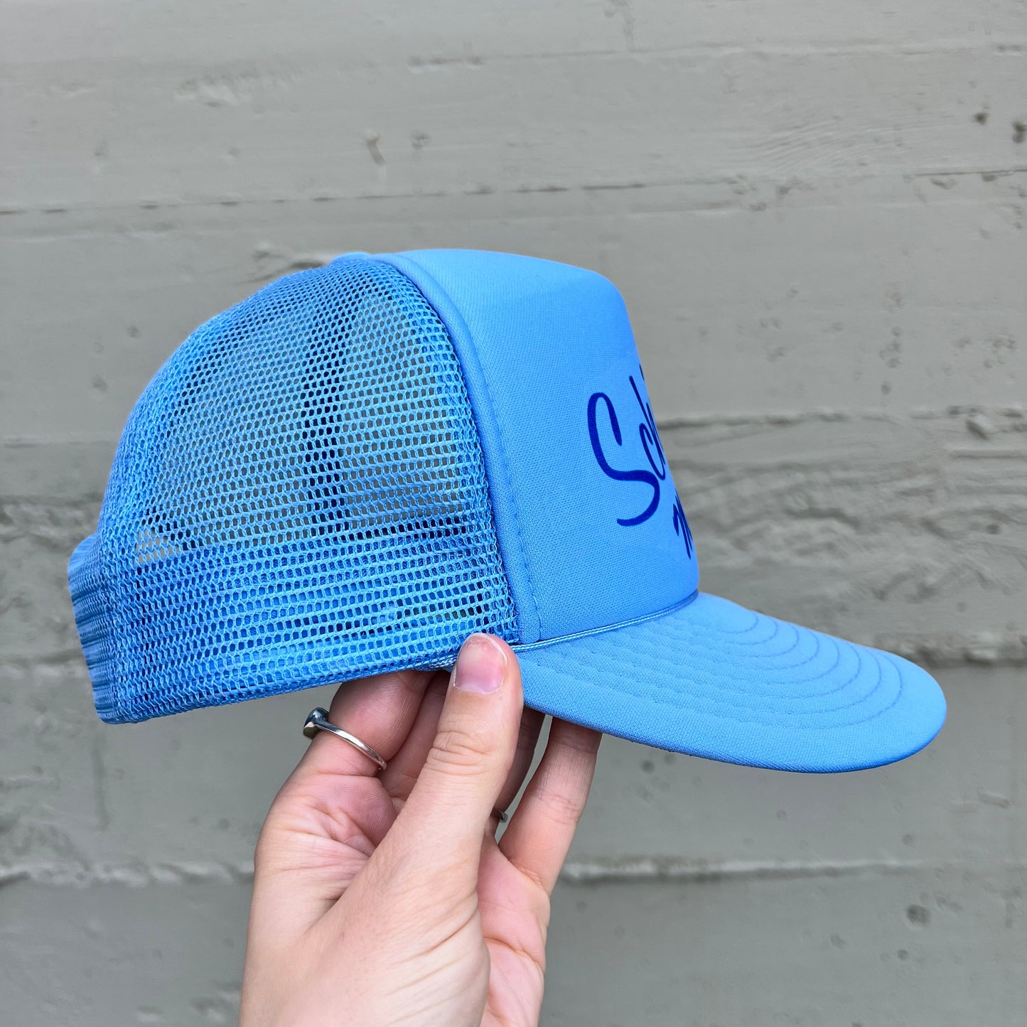 Vintage Schiewe Marine Mesh Snapback Hat - One Size - Blue