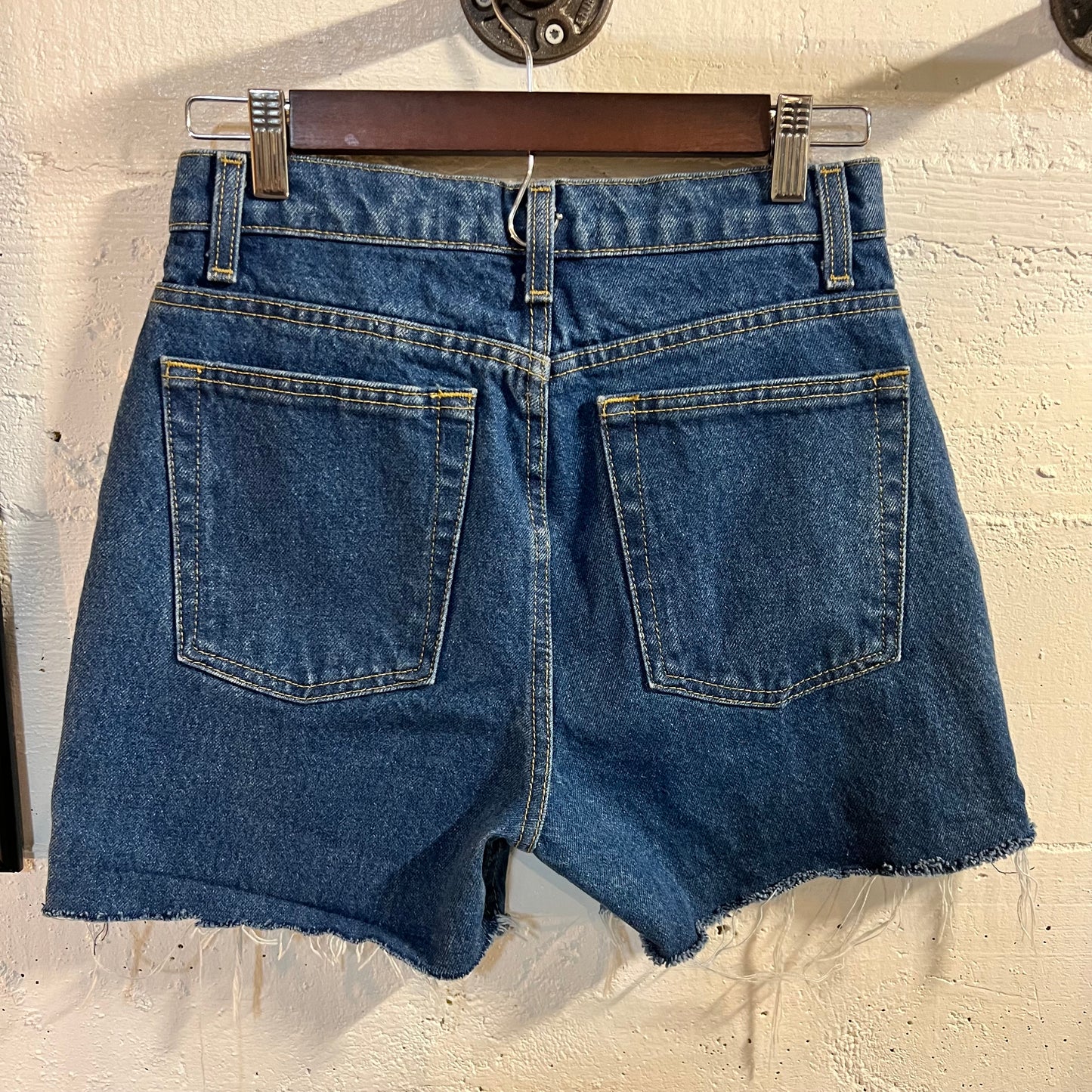 American Apparel High Waisted Denim Cutoff Shorts - Size 27 - Medium Dark Wash