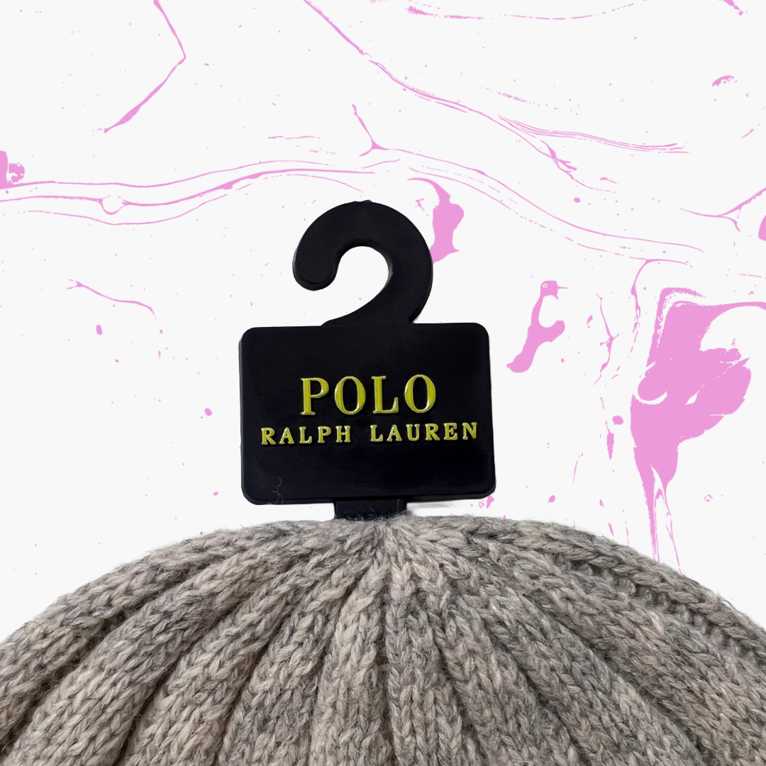 *New* Polo Ralph Lauren Embroidered Horseman Wool Blend Ribbed Knit Cuffed Beanie - O/S - Oatmeal