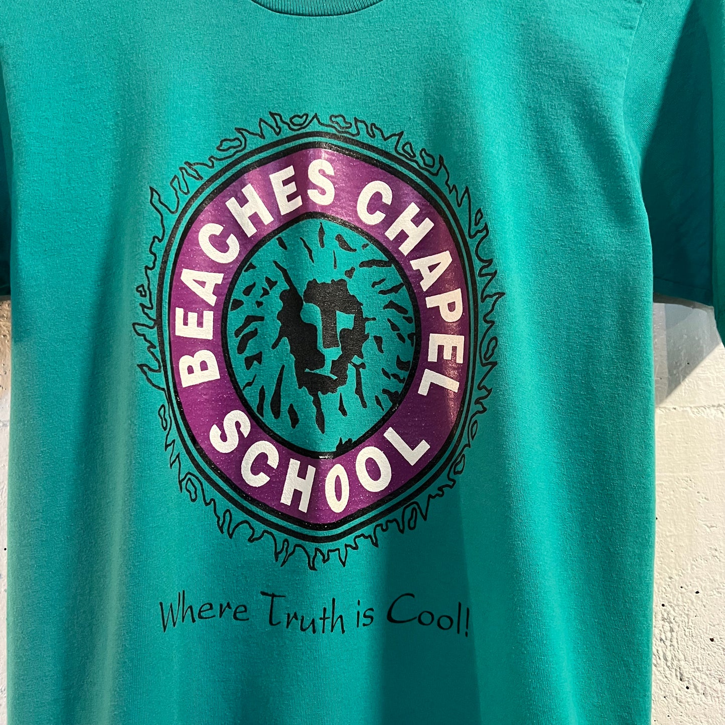 Vintage 90's Religious Jesus Single Stitch T-Shirt - Size Small - Made In USA - Turquoise/Purple