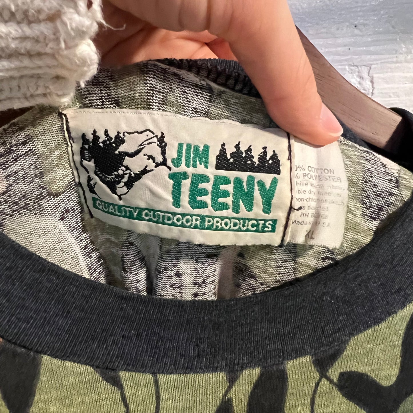 Vintage 1980's Shadow Camo By Jim Teeny Single Stitch Long Sleeve Pocket T-Shirt - Size XL - Made In USA