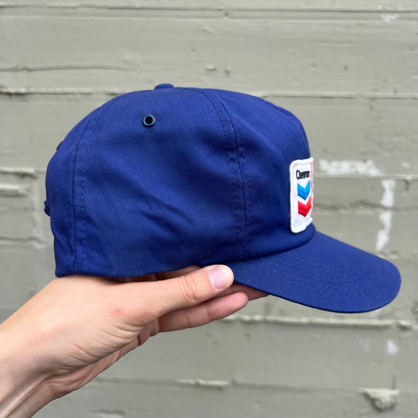 Vintage 80's/90's K-Brand/K-Products Chevron Carmichael Columbia Oil Inc. Snapback Hat - O/S - Made In USA - Blue