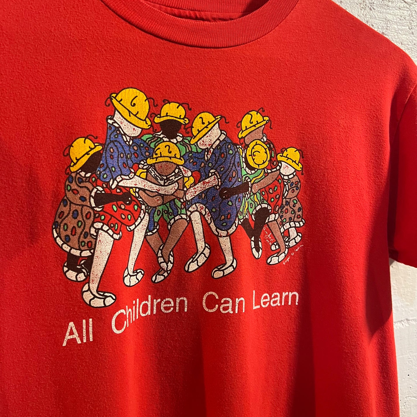 Vintage 90's 'All Children Can Learn' Single Stitch T-Shirt - Size Youth Large - Made In USA - Red