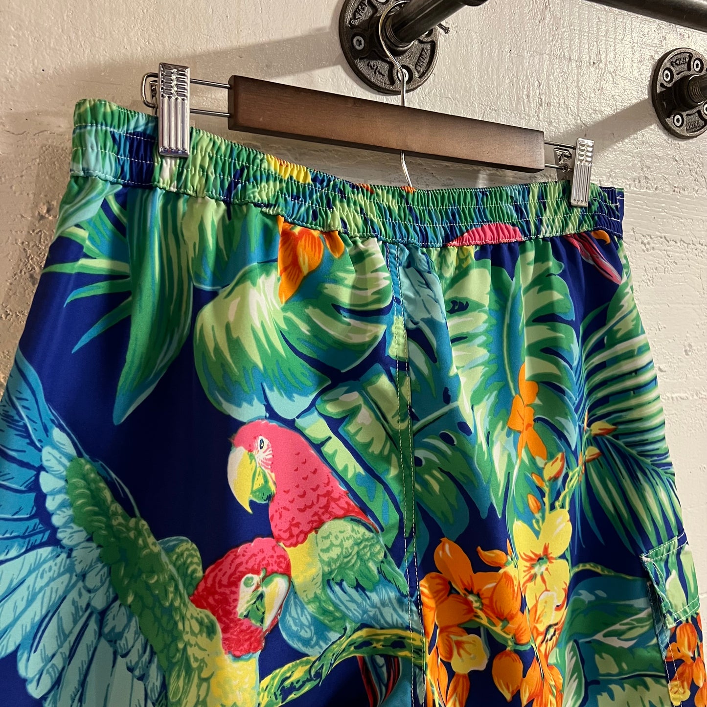 Polo Ralph Lauren Swimwear Tropical Print Swim Trunks - Size Medium - Blue/Multi