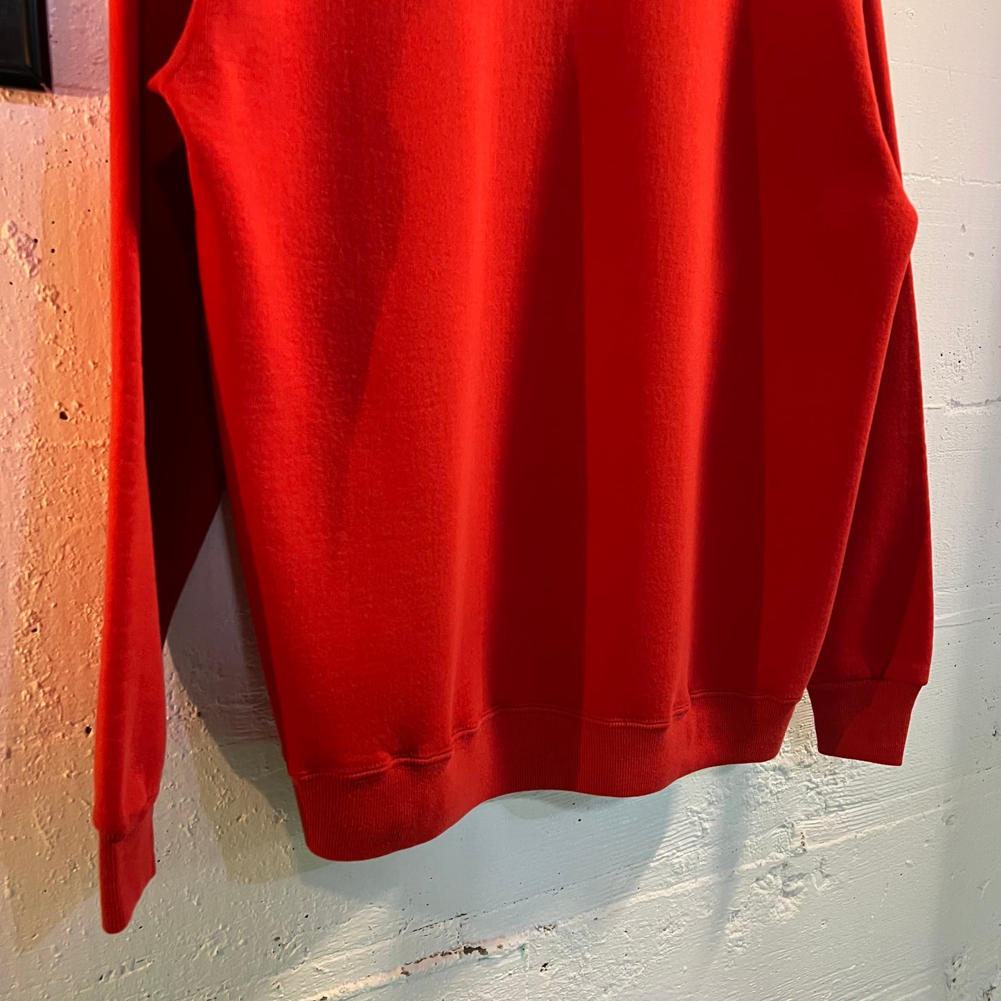 Vintage 1980's Russell Athletic Blank Pullover Hoodie Sweatshirt - Size XL - Made In USA - Red