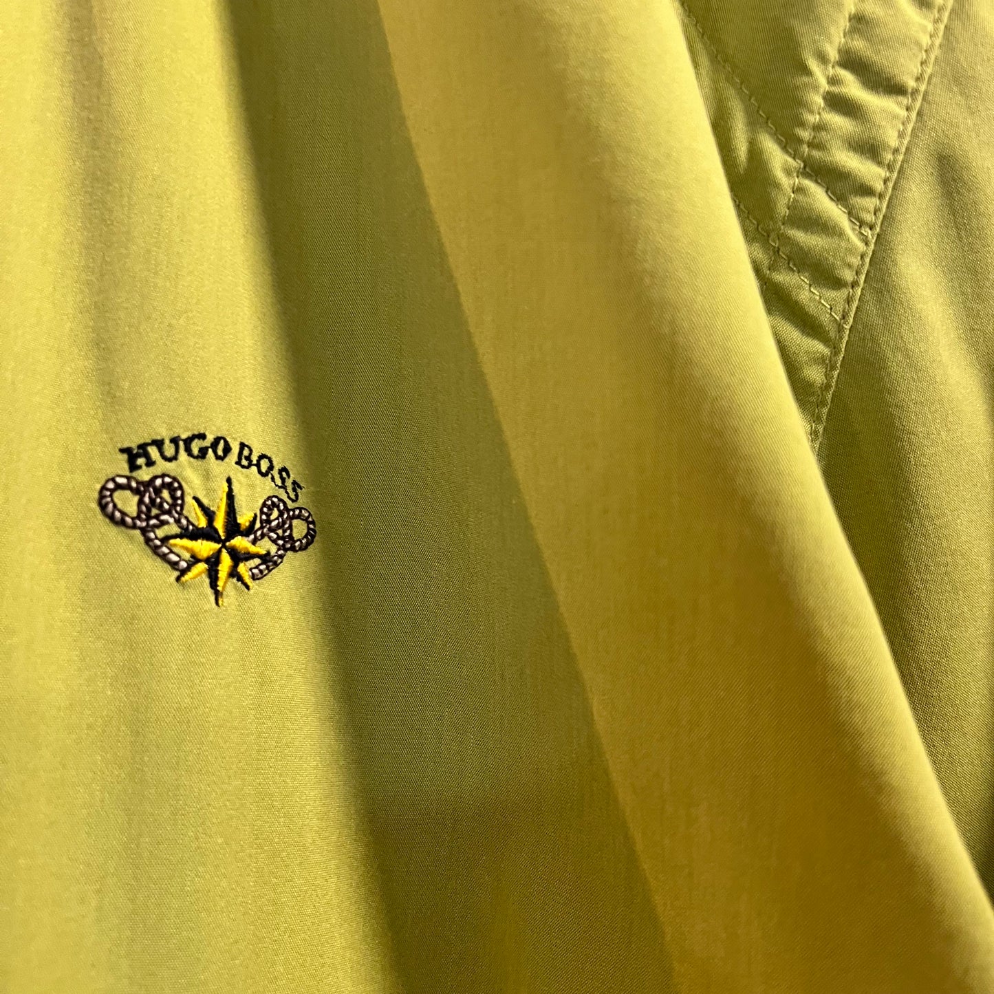 Vintage 1990's Hugo Boss Satinized Lightweight Bomber Jacket - Size Large - Chartreuse  Green