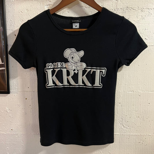 Vintage 2000’s 99.9 FM KRKT ‘Cricket Country’ Baby T-Shirt - Size Small - Black/Silver