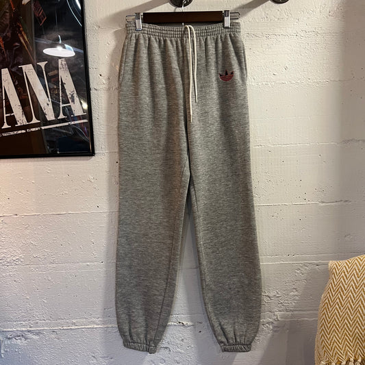 Vintage 80’s Embroidered Adidas Originals Elastic Waist Sweatpants - Size Youth XL - Made In USA - Heather Grey/Black/Red