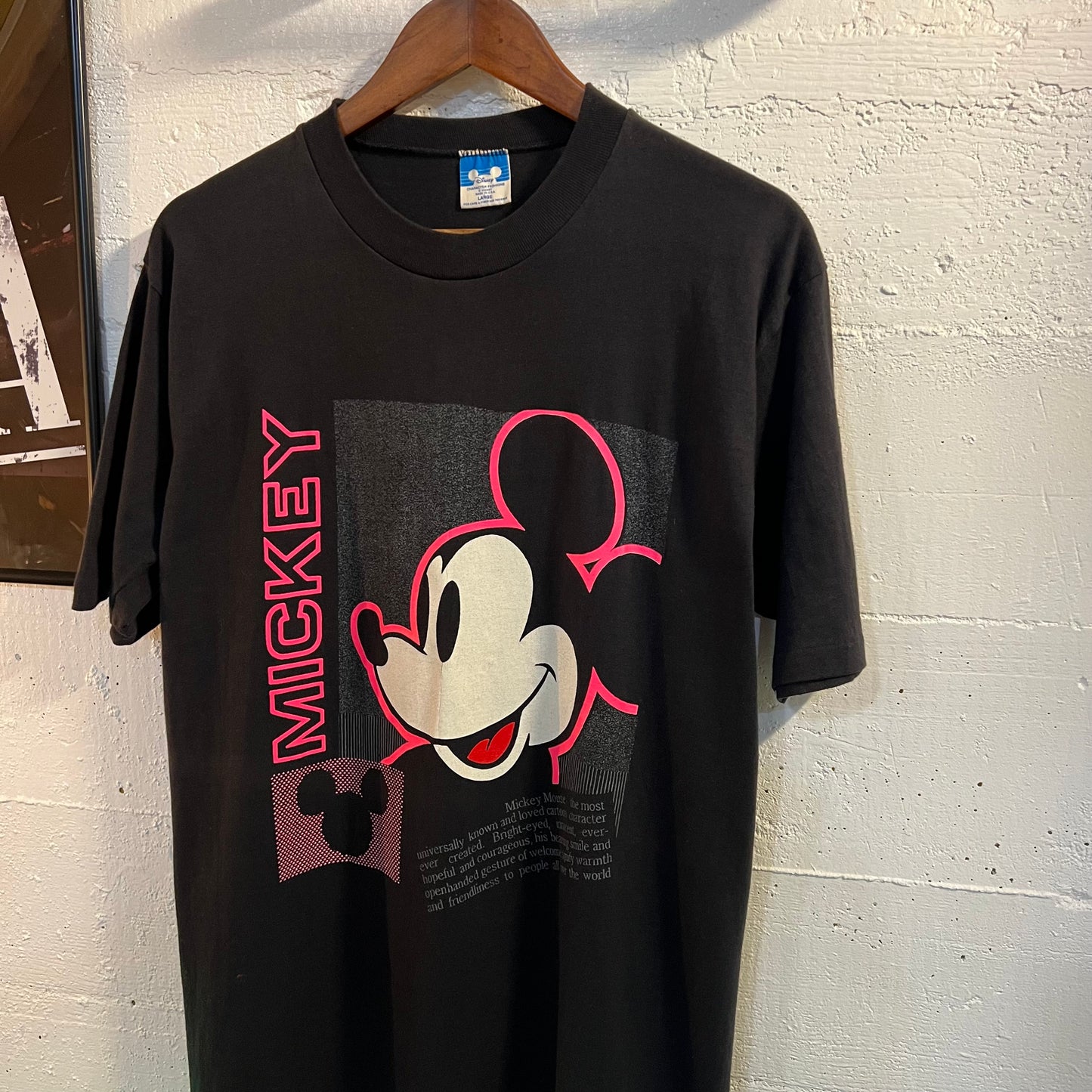 Vintage 1980's Disney Character Fashions Mickey Mouse Neon Big Head Single Stitch T-Shirt - Size Large