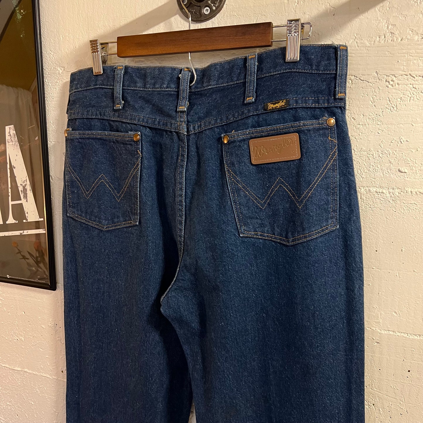Vintage 90's Wrangler Cowboy Cut Dark Indigo Denim Jeans - Size 32" x 35"- 936PWD - Dark Indigo Denim - 100% Cotton