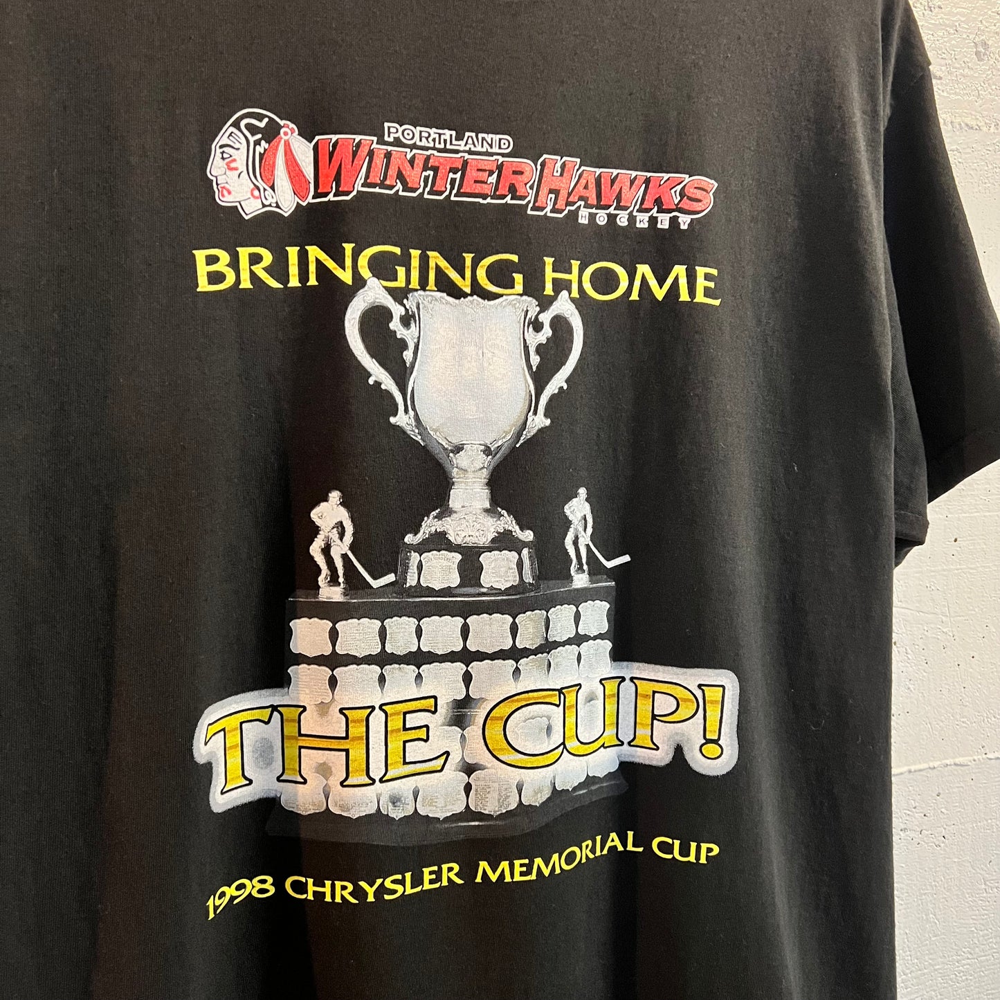 Vintage 90's Portland WinterHawks 1998 Memorial Cup T-Shirt - Size Large - Black