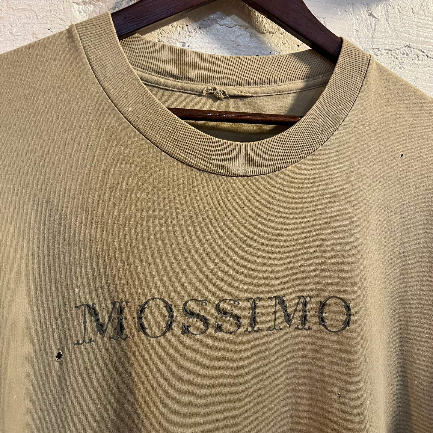 Vintage Distressed Faded Mossimo T-Shirt - Size Large - Tan/Grey/Black