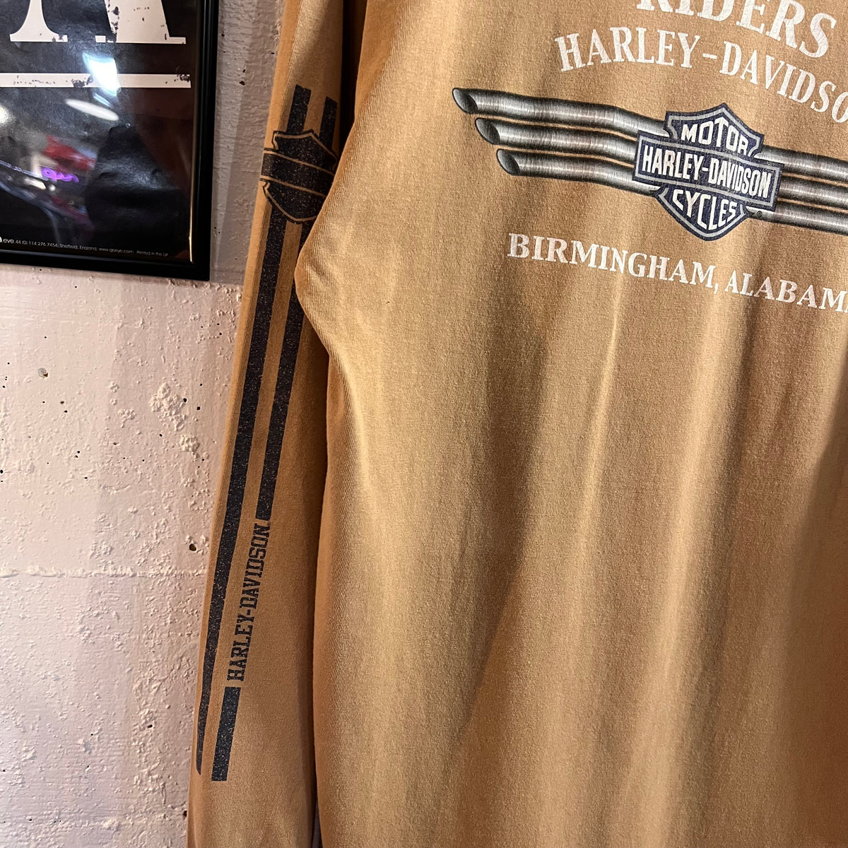 Vintage 2004 Harley Davidson ‘Riders’ Birmingham, Alabama Long Sleeve T-Shirt - Size Large - Tan/Grey